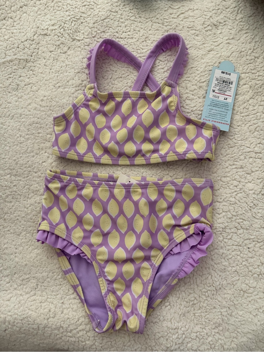 Cat & Jack Purple and Yellow Patterned Two-Piece Swim Set